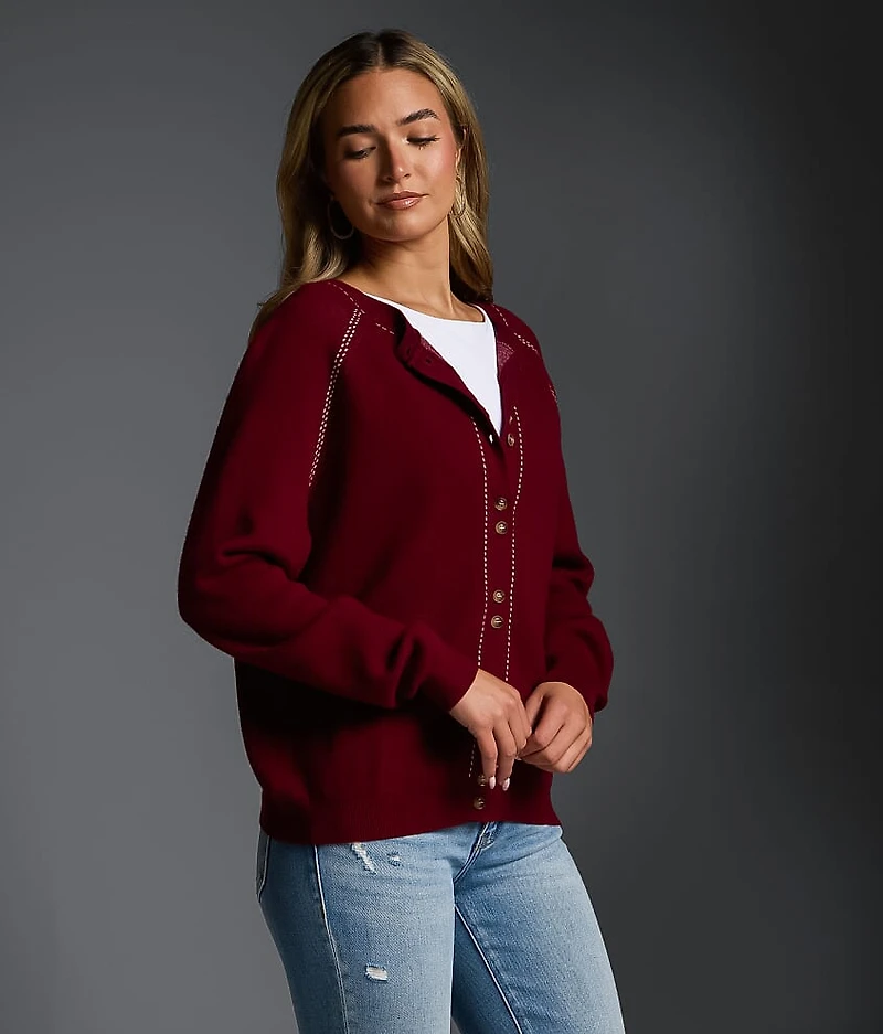 Refined Edit - Embroidered Cardigan Sweater