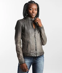 Casha Hooded Leather Jacket