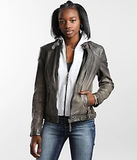 Casha Hooded Leather Jacket
