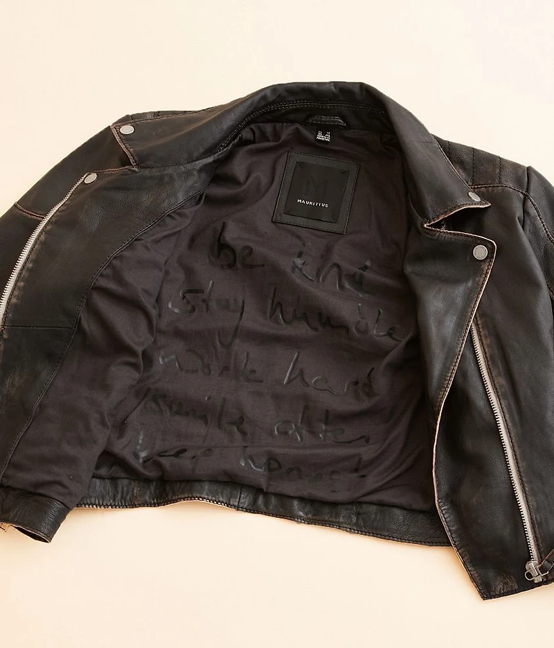 Reanon Cropped Leather Jacket