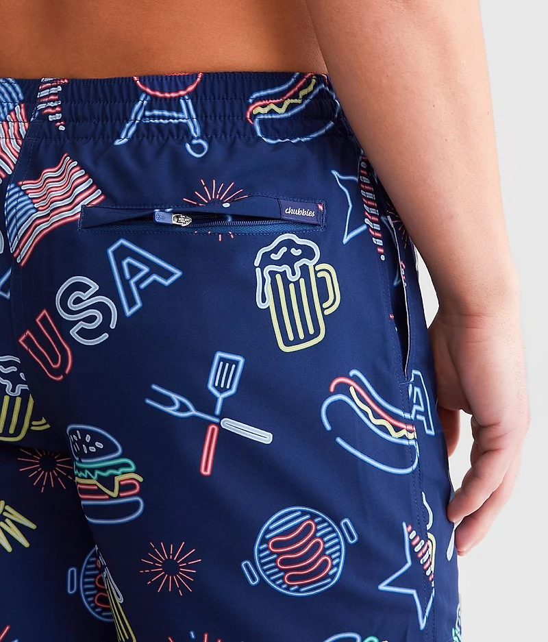 The Patriotic Lights Stretch Swim Trunks