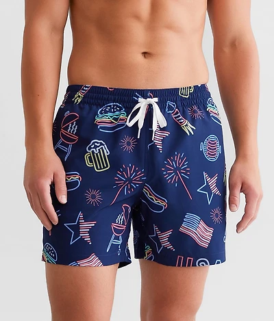 The Patriotic Lights Stretch Swim Trunks