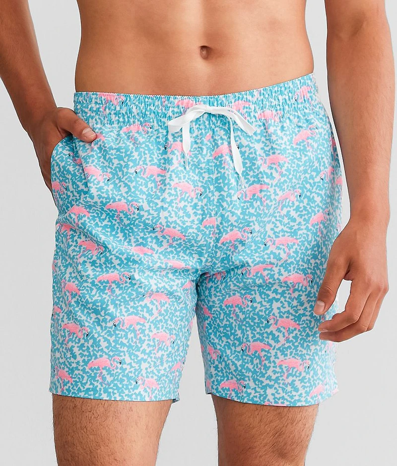 The Domingos Are Flamingos Stretch Swim Trunks