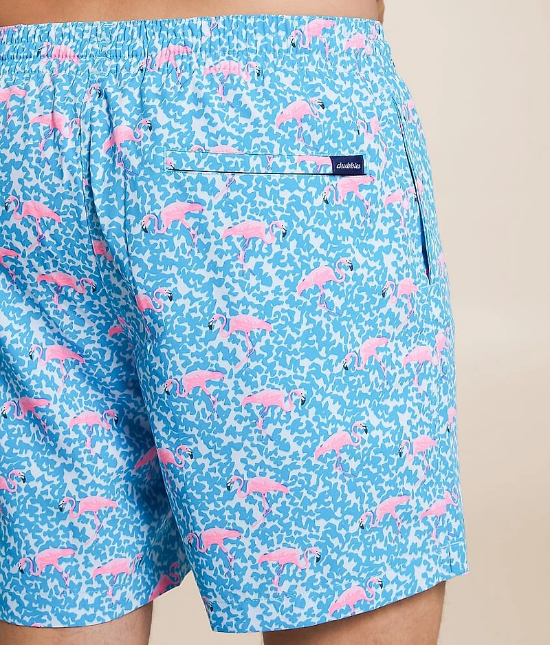 The Domingos Are For Flamingos Stretch Swim Trunks