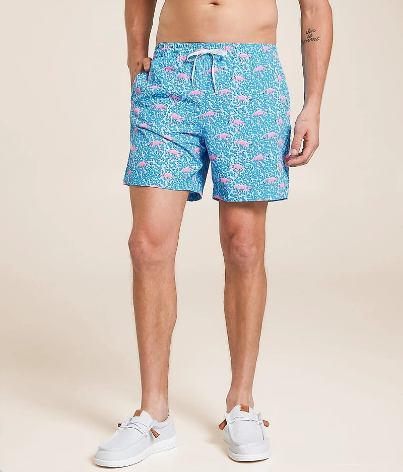 The Domingos Are For Flamingos Stretch Swim Trunks