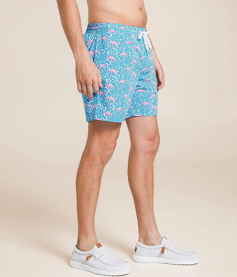 The Domingos Are For Flamingos Stretch Swim Trunks