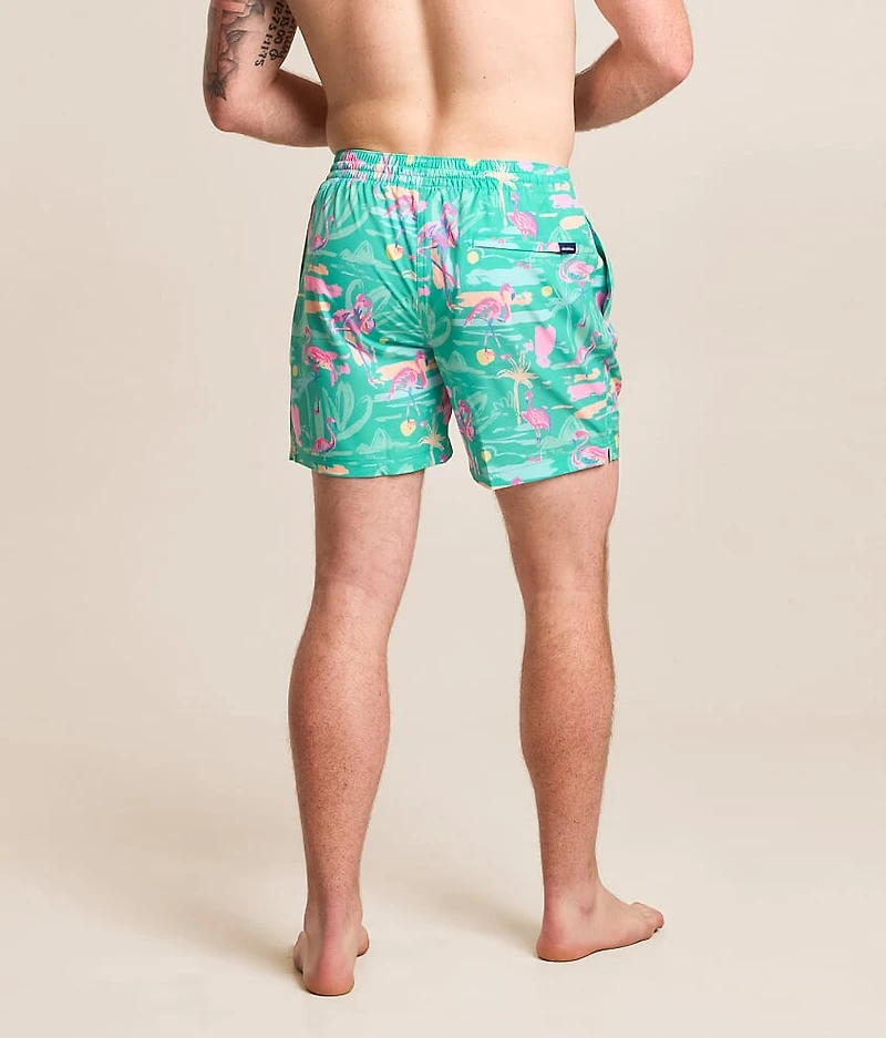The Single & Ready To Flamingle Stretch Swim Trunks