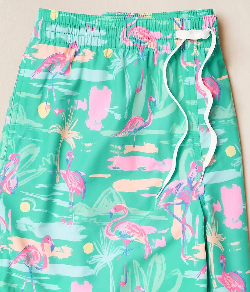 The Single & Ready To Flamingle Stretch Swim Trunks