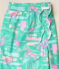 The Single & Ready To Flamingle Stretch Swim Trunks