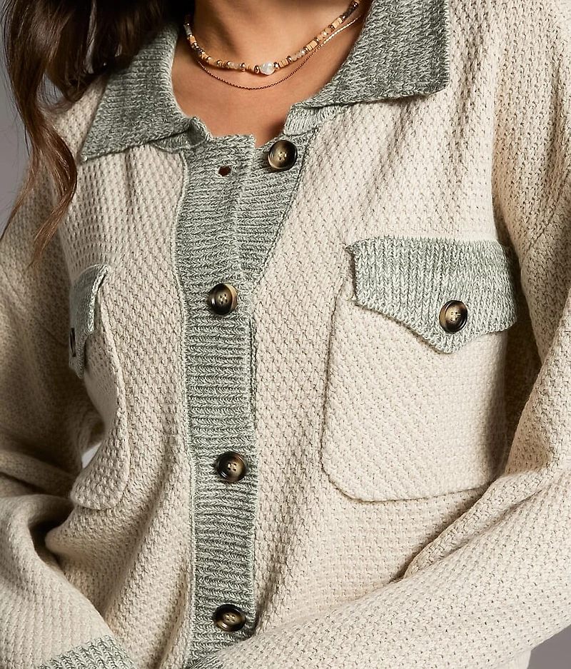 Textured Knit Cardigan Sweater
