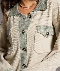 Textured Knit Cardigan Sweater