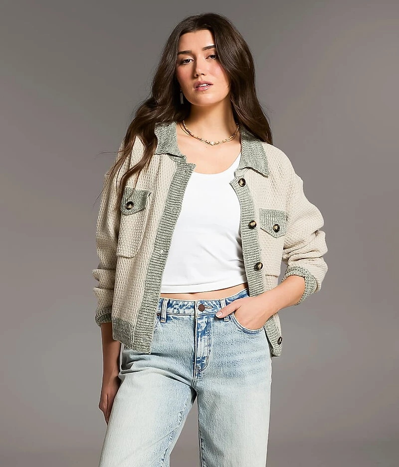 Textured Knit Cardigan Sweater