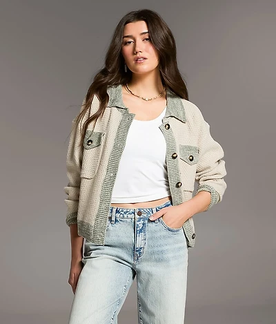 Textured Knit Cardigan Sweater