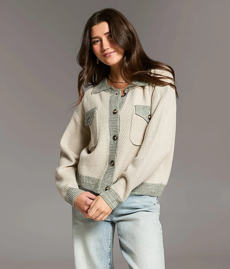 Textured Knit Cardigan Sweater