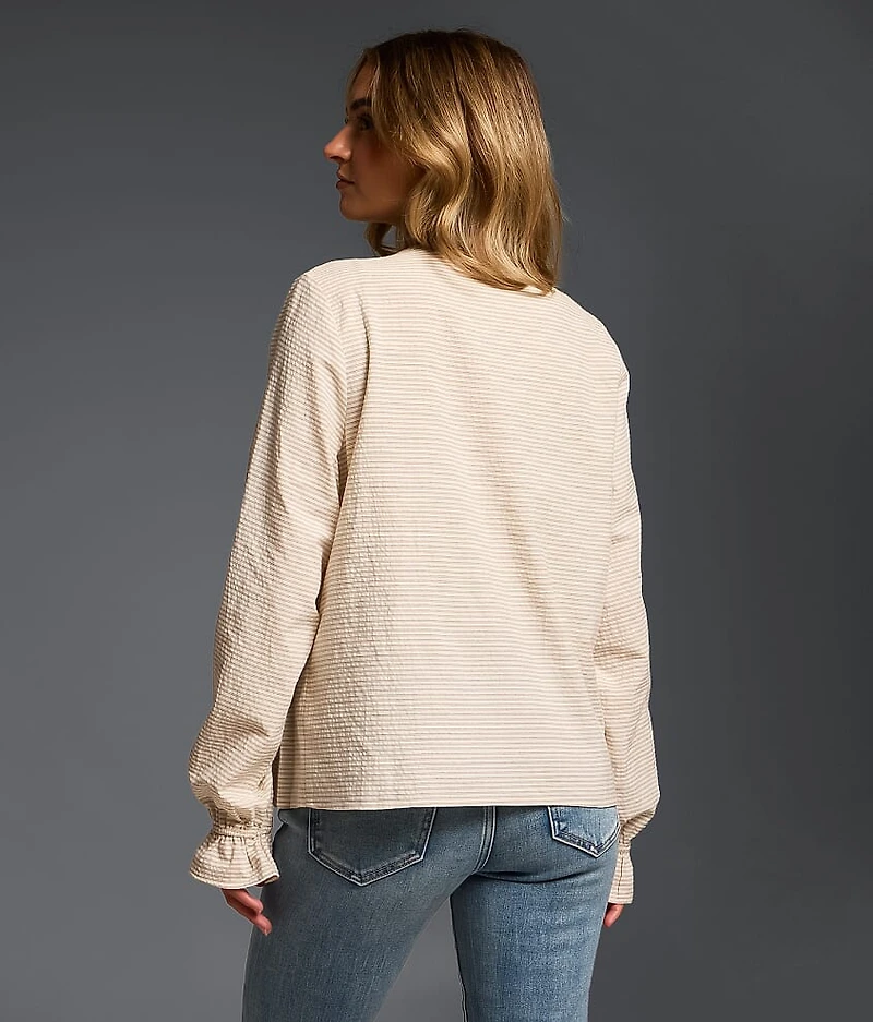 Refined Edit - Striped Peplum Blouse