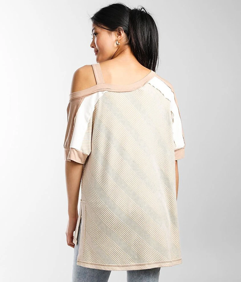 Striped One Shoulder Dolman Top