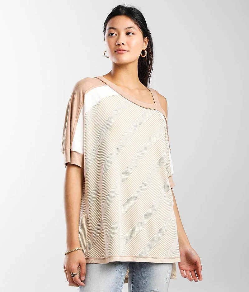 Striped One Shoulder Dolman Top