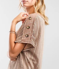 Raw Edge Striped Dolman Top