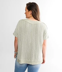 Raw Edge Striped Dolman Top