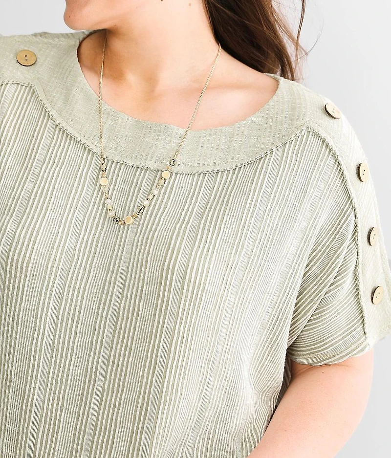 Raw Edge Striped Dolman Top