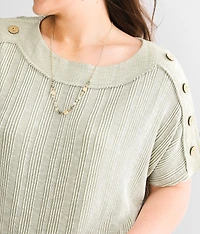 Raw Edge Striped Dolman Top