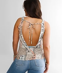 Plunging Back Surplice Tank Top