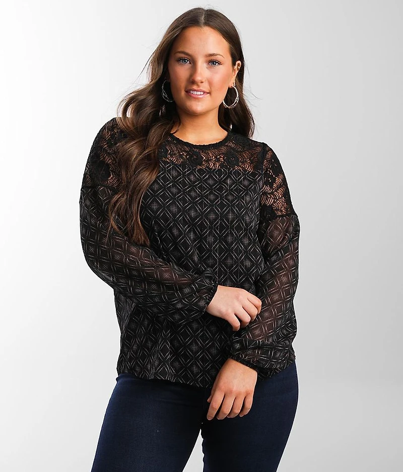 Metallic Striped Chiffon Top