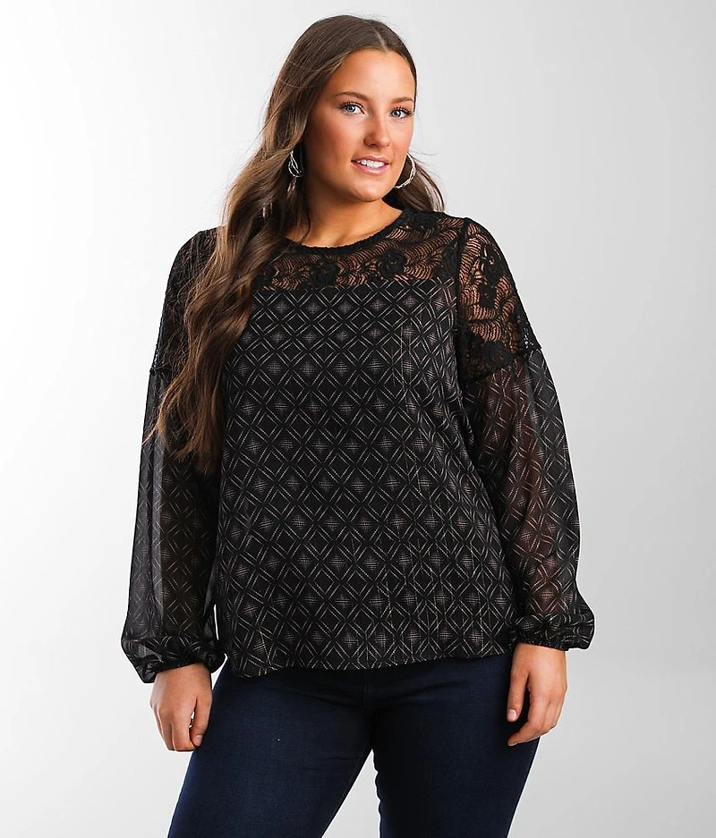 Metallic Striped Chiffon Top