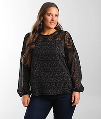 Metallic Striped Chiffon Top