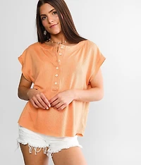 Ribbed Knit Henley