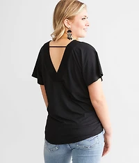Surplice Twisted Hem Top