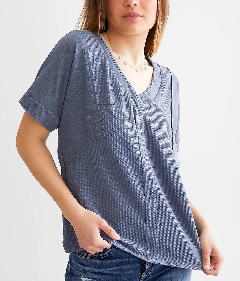 Washed Waffle Dolman Top