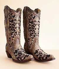 Sequin Leather Western Boot
