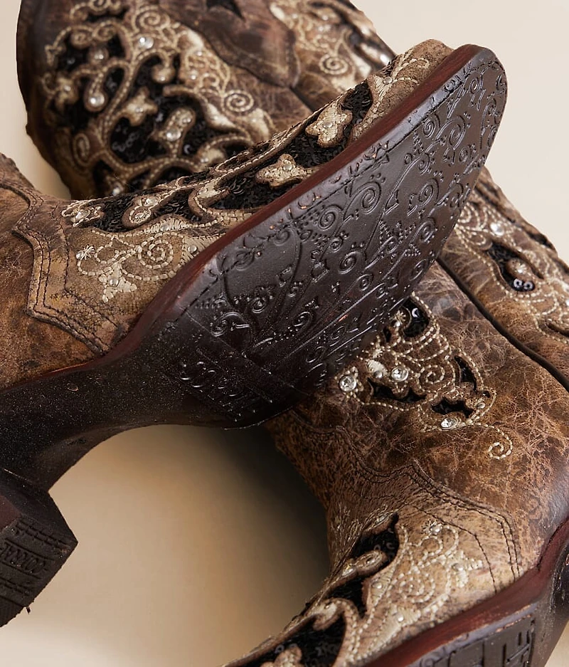 Sequin Leather Western Boot