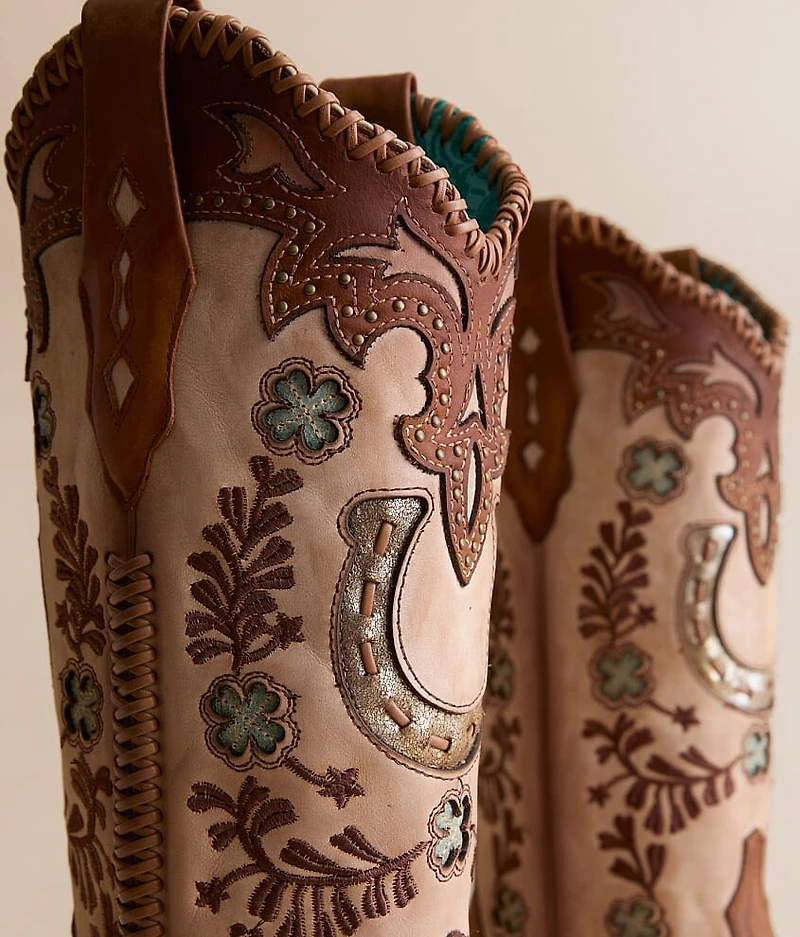 Horseshoe Overlay Leather Western Boot