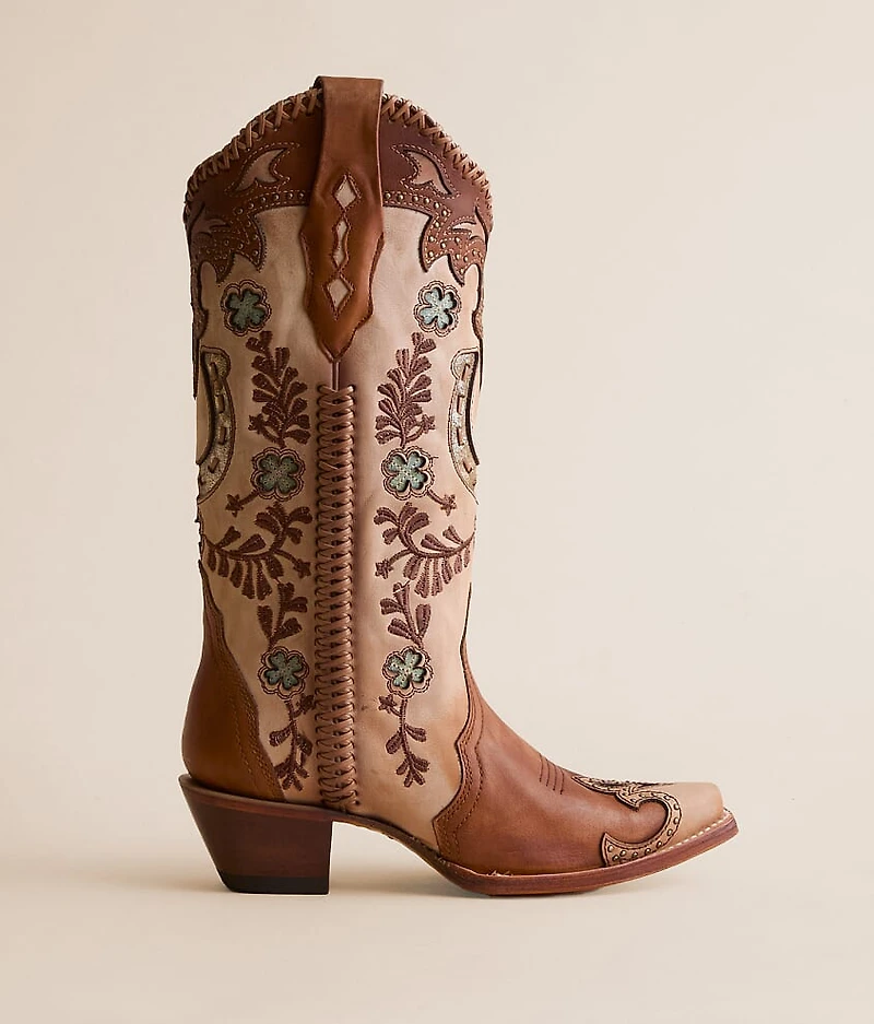 Horseshoe Overlay Leather Western Boot