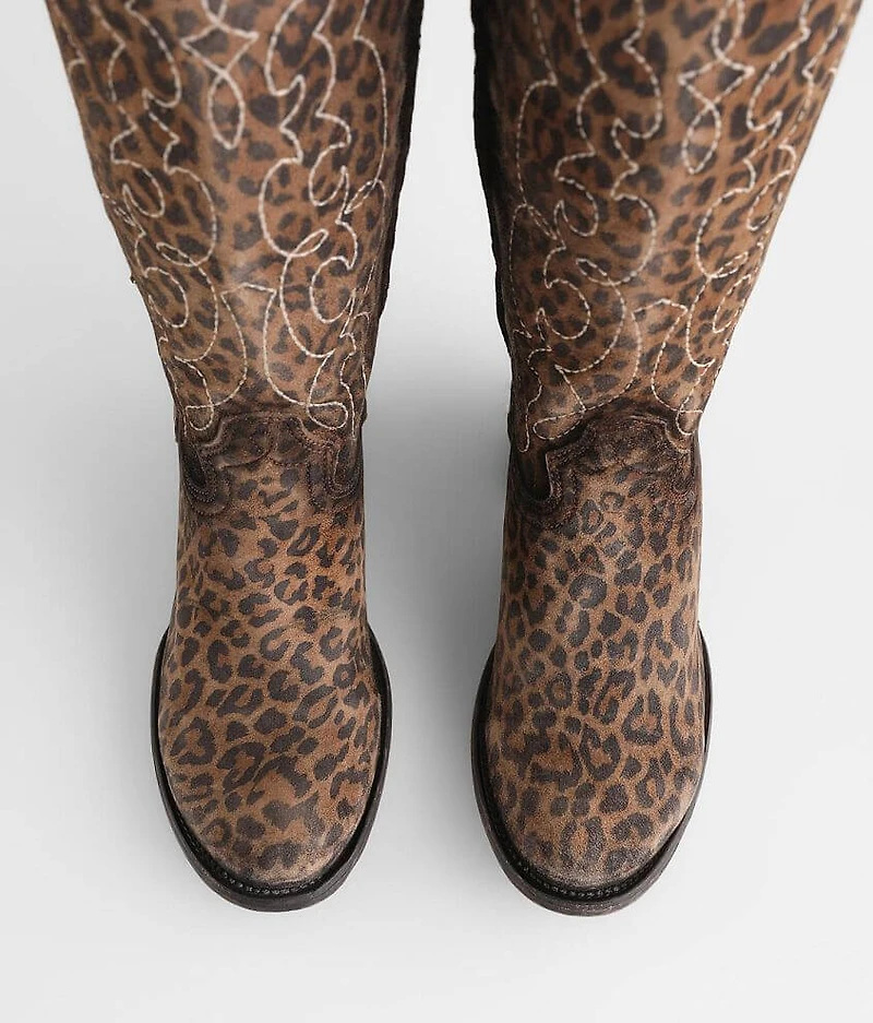 Leopard Print Leather Western Boot