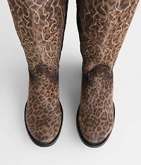 Leopard Print Leather Western Boot