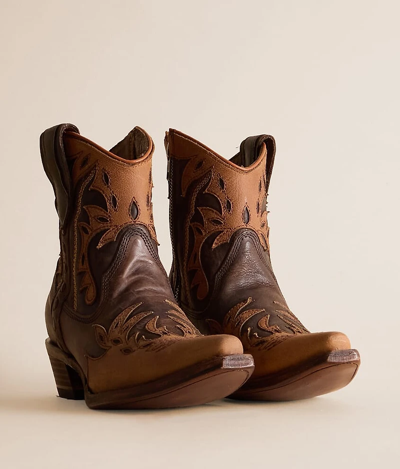 Embroidered Western Leather Ankle Boot