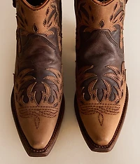 Embroidered Western Leather Ankle Boot