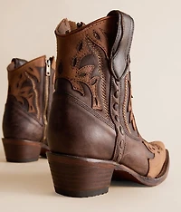 Embroidered Western Leather Ankle Boot
