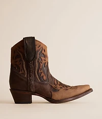 Embroidered Western Leather Ankle Boot