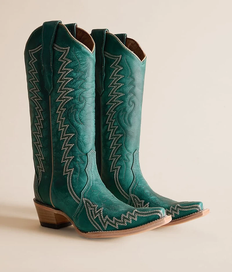 Zigzag Leather Western Boot