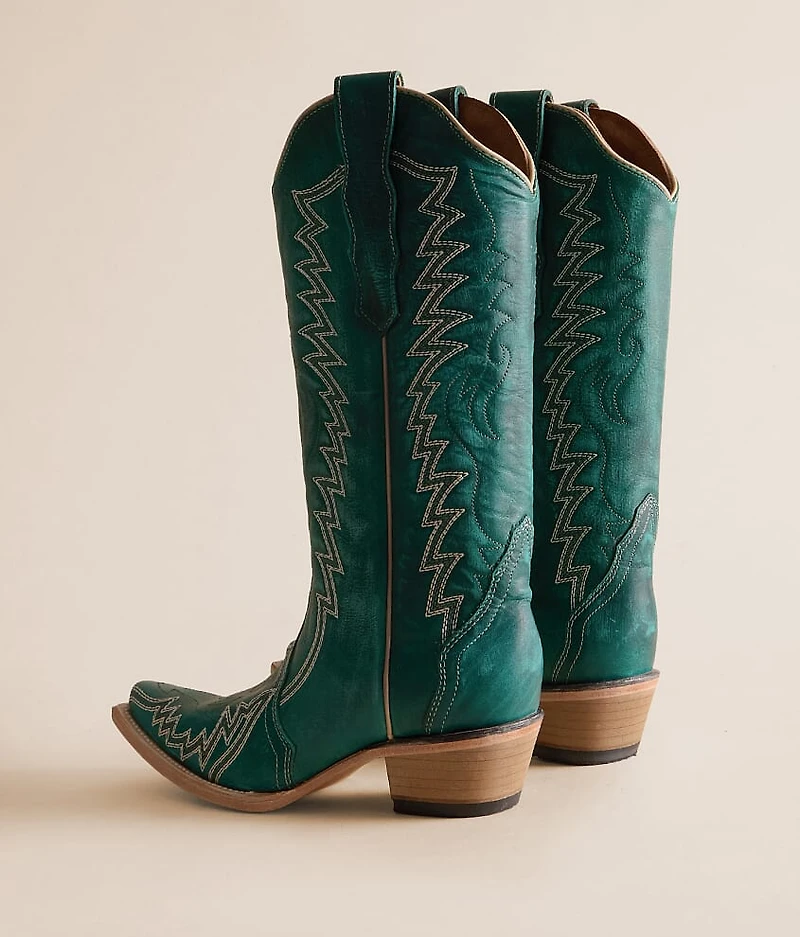 Zigzag Leather Western Boot