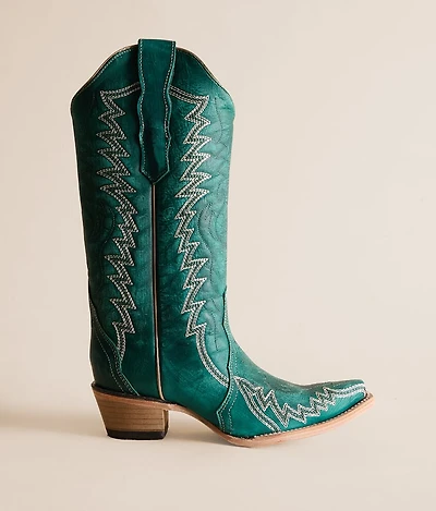 Zigzag Leather Western Boot
