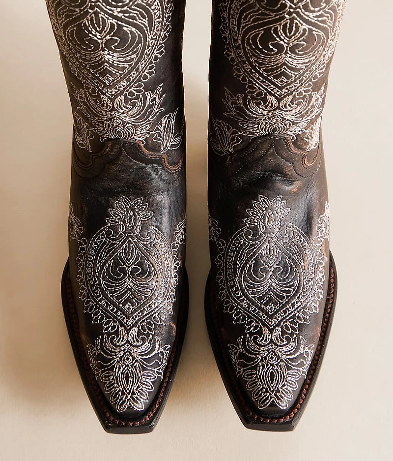 Paisley Embroidered Leather Western Boot