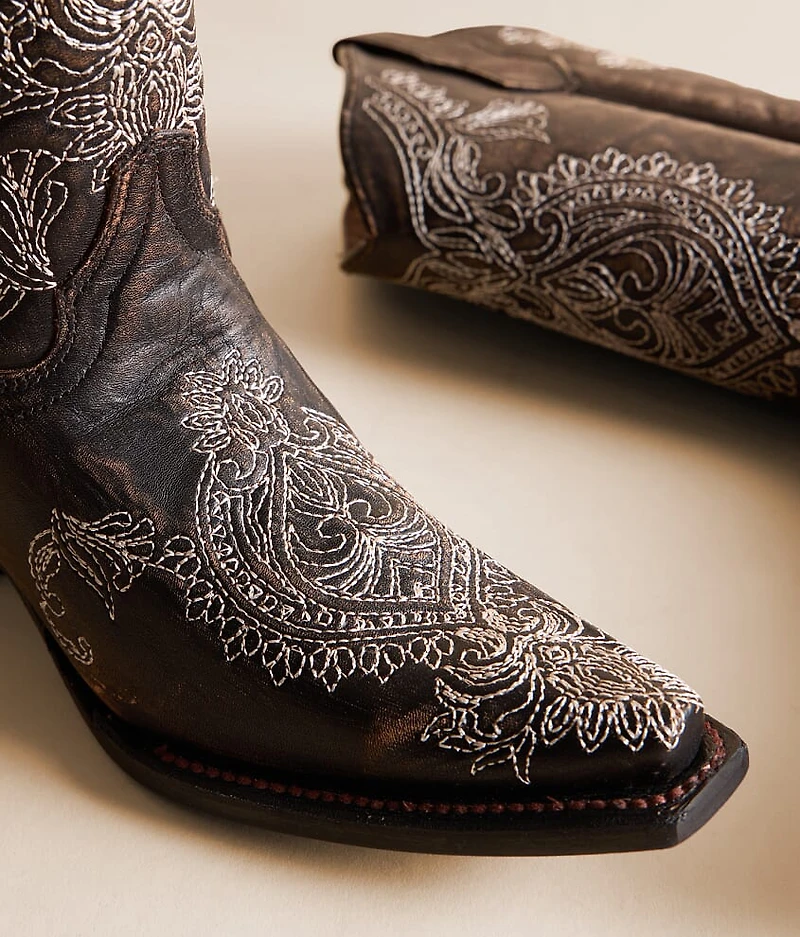 Paisley Embroidered Leather Western Boot