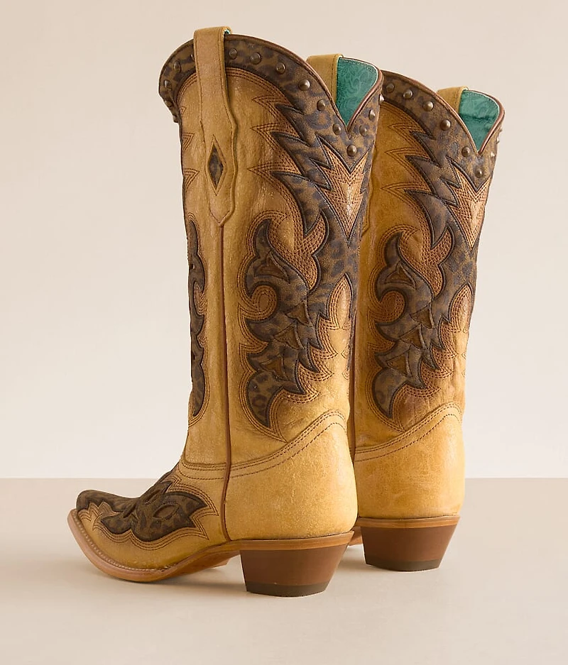 Leopard Western Leather Studded Boot