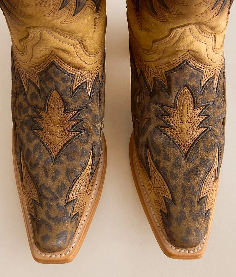 Leopard Western Leather Studded Boot