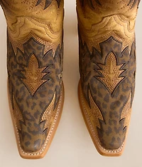 Leopard Western Leather Studded Boot